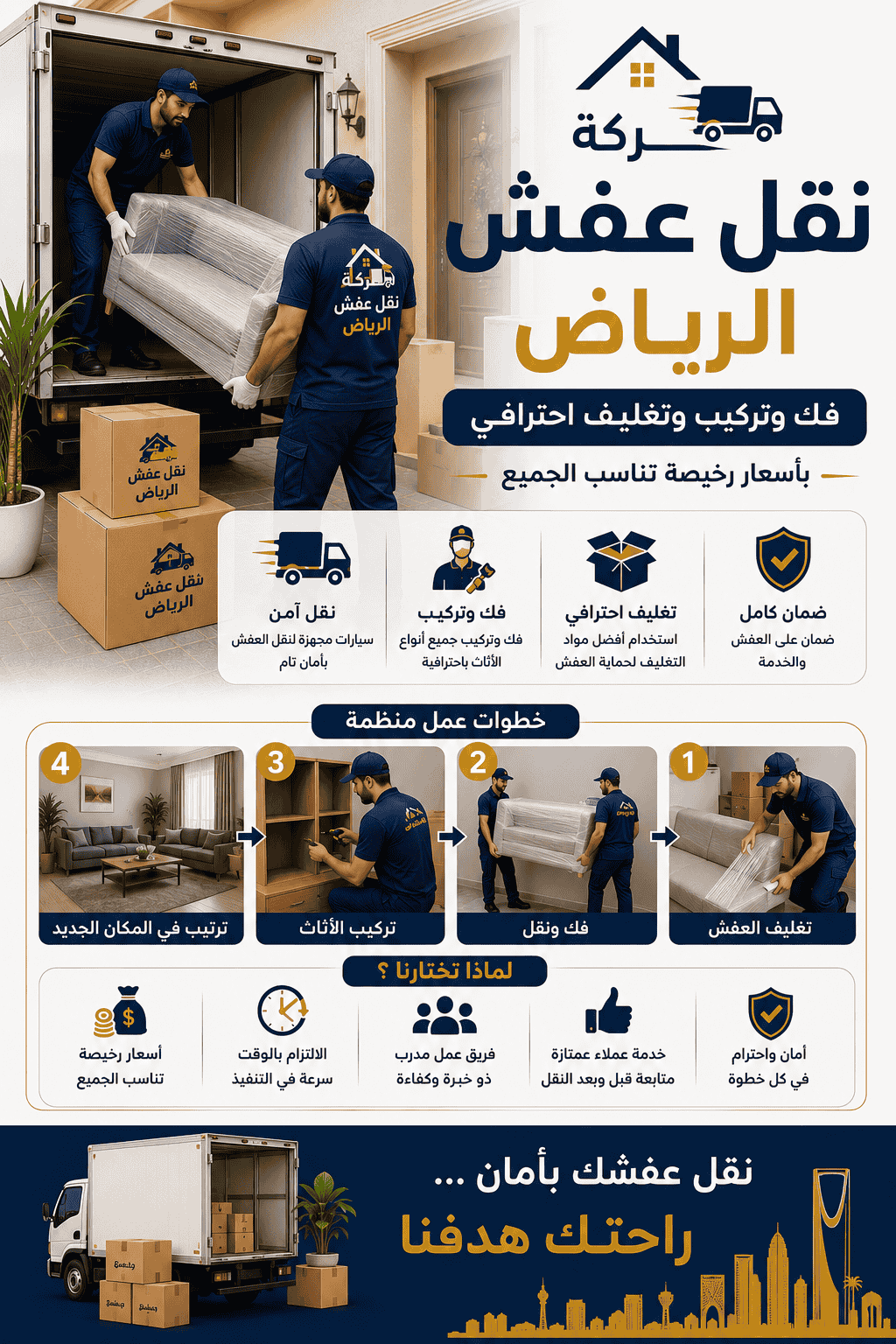 شركة نقل عفش بالرياض فك وتركيب وتغليف احترافي