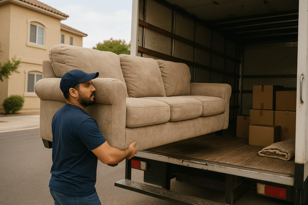 عمال محترفون يقومون بنقل أثاث منزل في الرياض